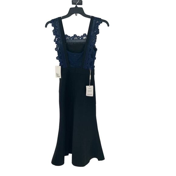 Self-Portrait Angelique Frilled Split Front Sculptured Midi Dress Women's Size 0 - Picture 4 of 10